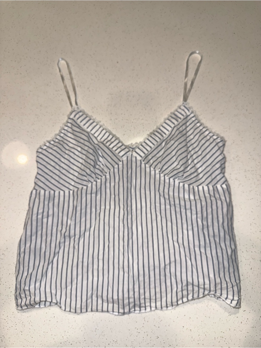 Abercrombie & Fitch White and Navy Striped Spaghetti Strap Cami